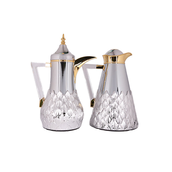 VACCUM FLASK TEA & COFFE SET SILVER & GOLD COLOR