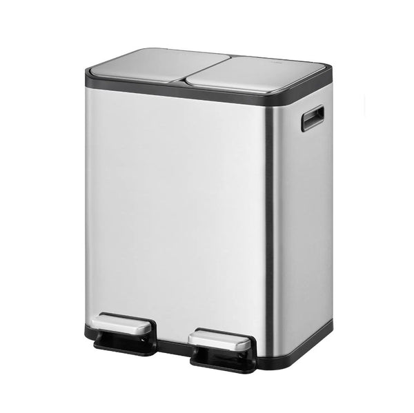 Pedal Bin Silver Double 25L