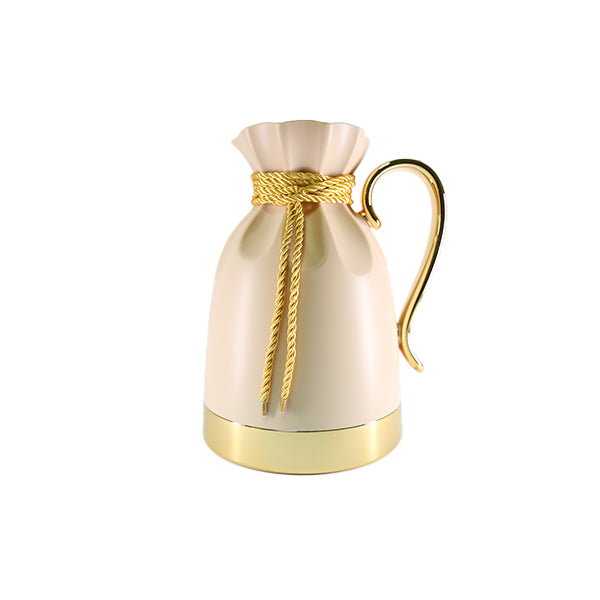 VACUUM FLASK ROPE WRAPPING STYLE BEIGE & GOLD